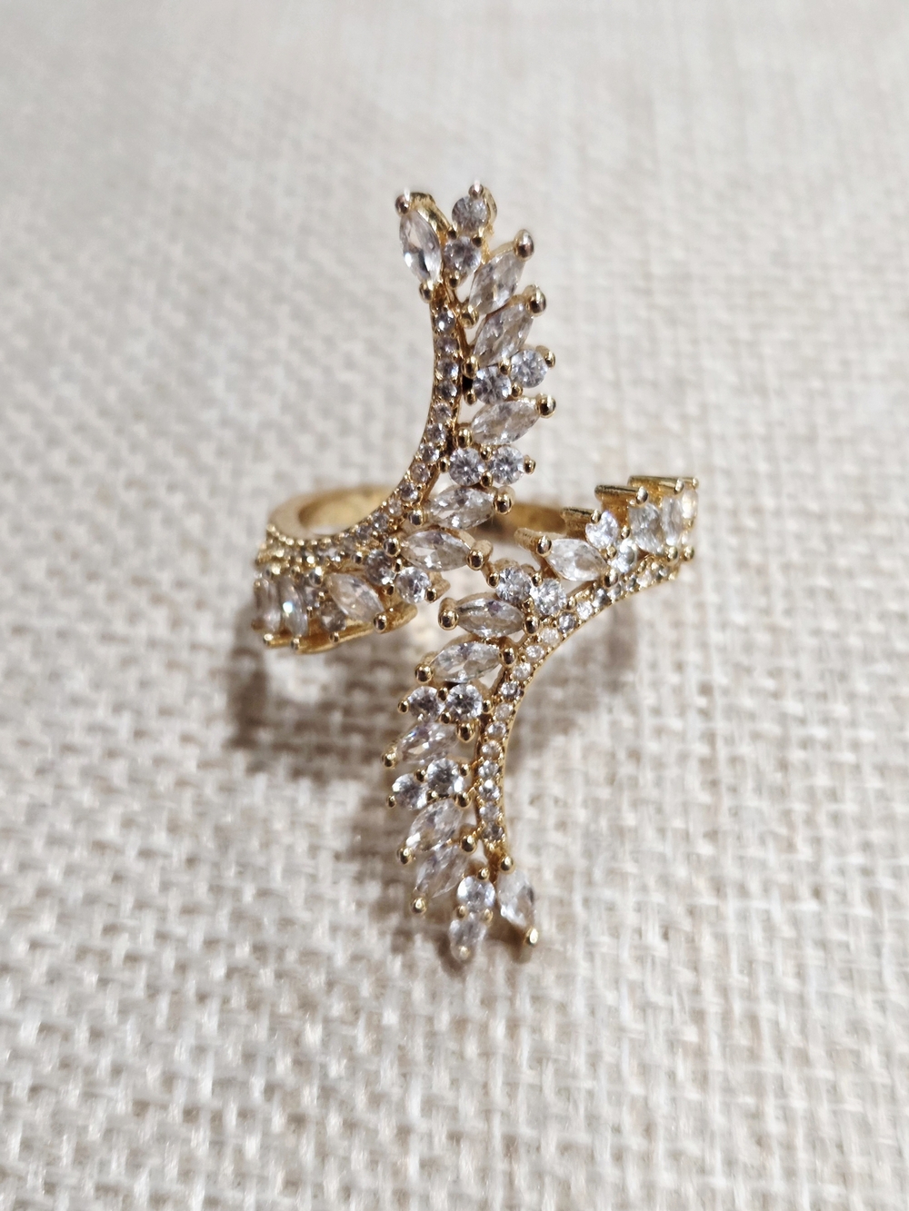 Gold Winged Marquise Ring- Elegant Women’s Jewelry~ Size 9